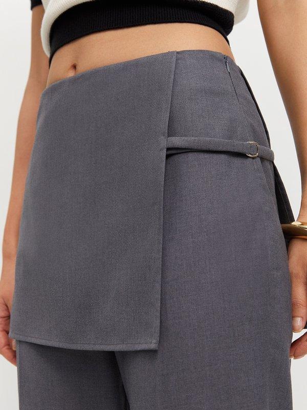 Pomelo Pomelo Wrap Front Trousers - Light Grey