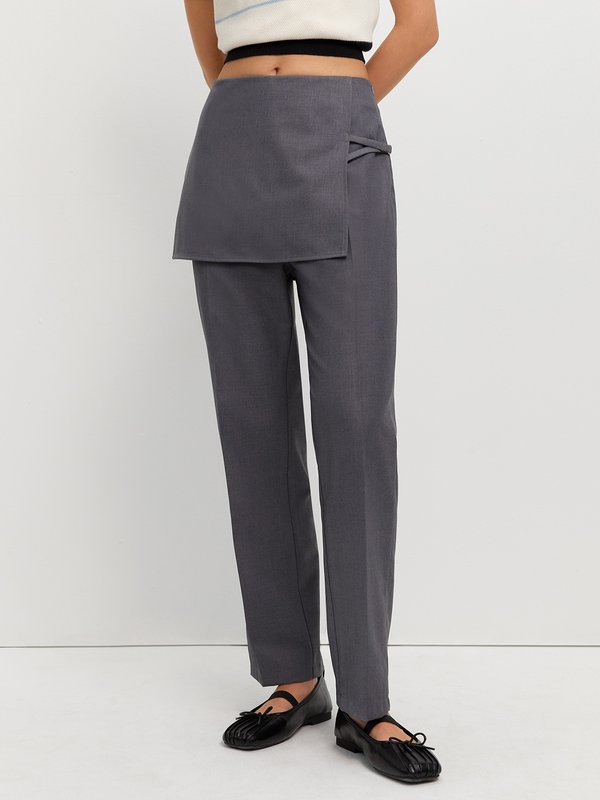 pomelo Pomelo Wrap Front Trousers - Light Grey