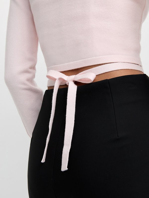 Pomelo Pomelo Wrap V-Neck Top - Light Pink