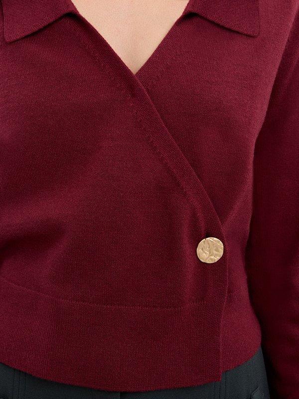 Pomelo Pomelo Wrapped Knit Top - Maroon Red