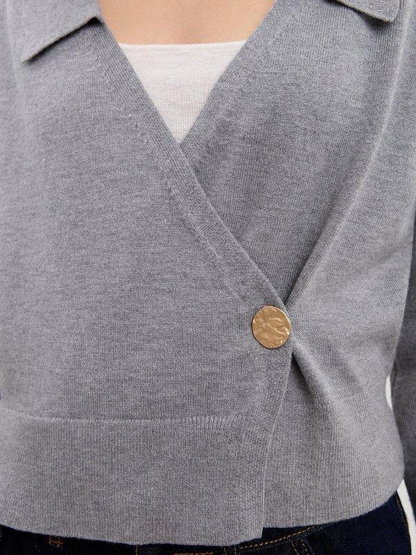 Pomelo Pomelo Wrapped Knit Top - Mid Grey