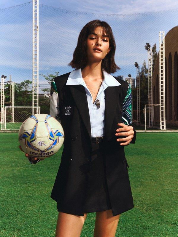 Pomelo Pomelo Pomelo. X Dry Clean Only Abstract Printed Sleeve Blazer - Black