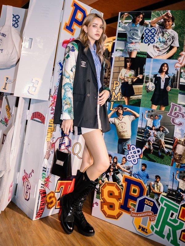 Pomelo Pomelo Pomelo. X Dry Clean Only Abstract Printed Sleeve Blazer - Black