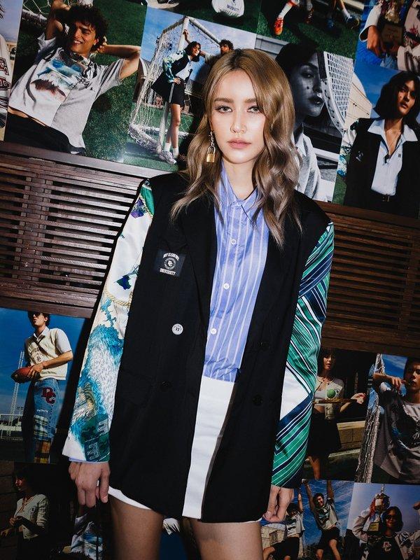 pomelo Pomelo Pomelo. x Dry Clean Only Abstract Printed Sleeve Blazer - Black