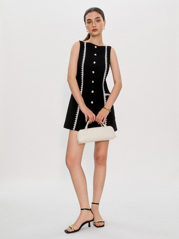 pomelo Pomelo Pomelo. x Janesuda Contrast Trim Lace Dress - Black