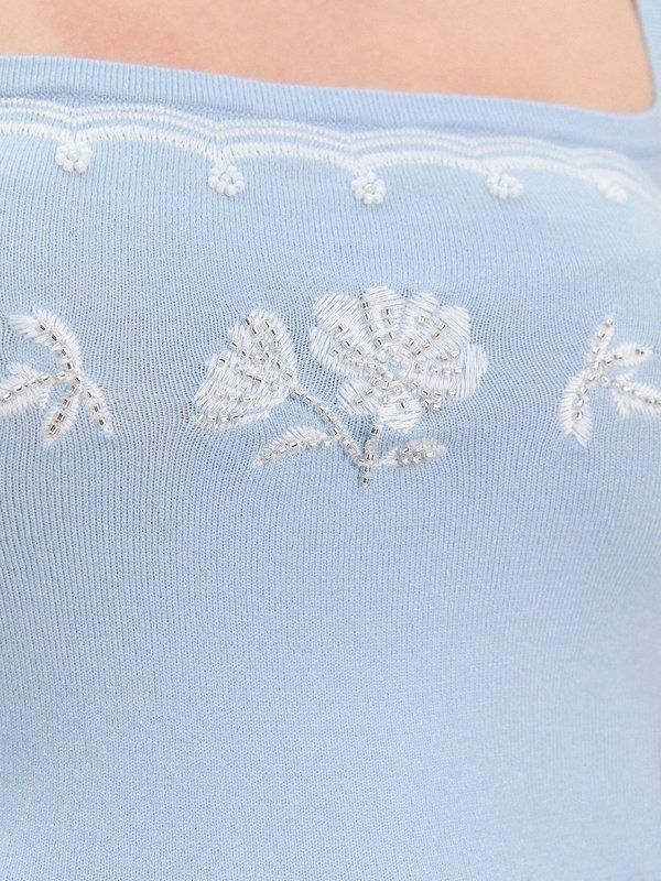 Pomelo Pomelo Pomelo. X Janesuda Embroidered Peplum Top - Baby Blue