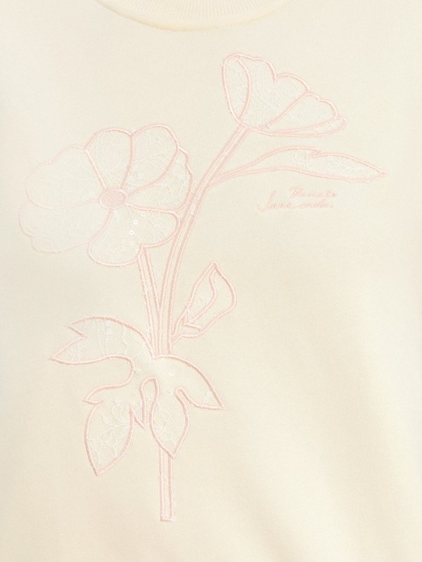 Pomelo Pomelo Pomelo. X Janesuda Floral Embroidery Sweatshirt - Cream