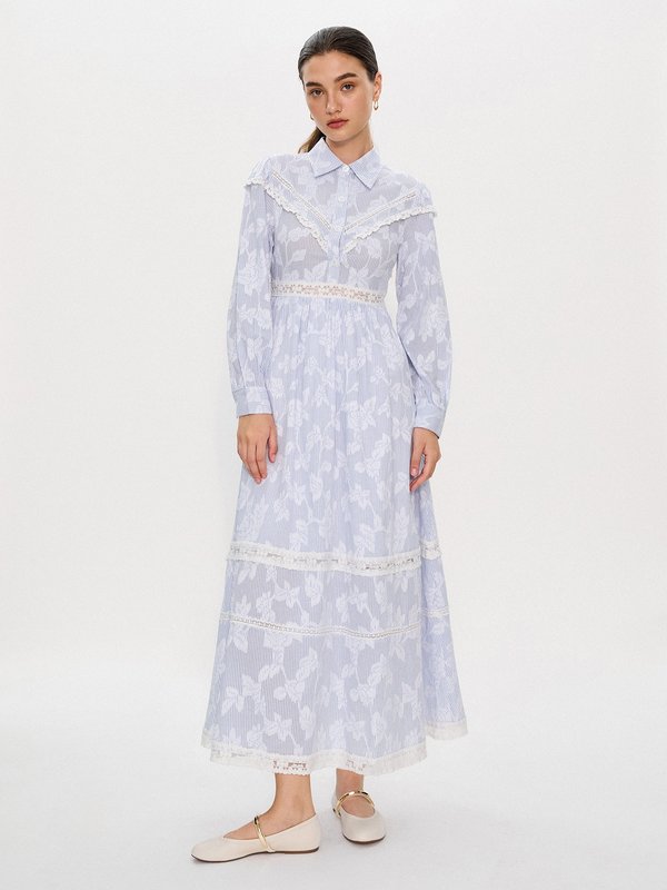 Pomelo Pomelo Pomelo. X Janesuda Floral Lace Dress - Baby Blue