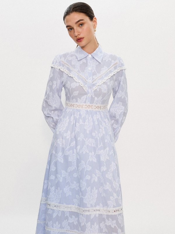 pomelo Pomelo Pomelo. x Janesuda Floral Lace Dress - Baby Blue