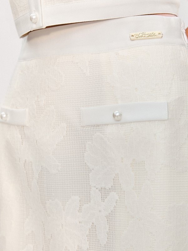 Pomelo Pomelo Pomelo. X Janesuda Floral Lace Skirt - Beige