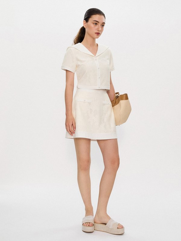 Pomelo Pomelo Pomelo. X Janesuda Floral Lace Skirt - Beige