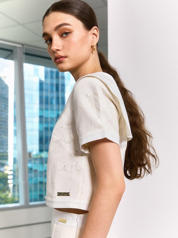 Pomelo Pomelo Pomelo. X Janesuda Floral Lace Top - Cream