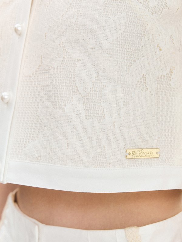 Pomelo Pomelo Pomelo. X Janesuda Floral Lace Top - Cream