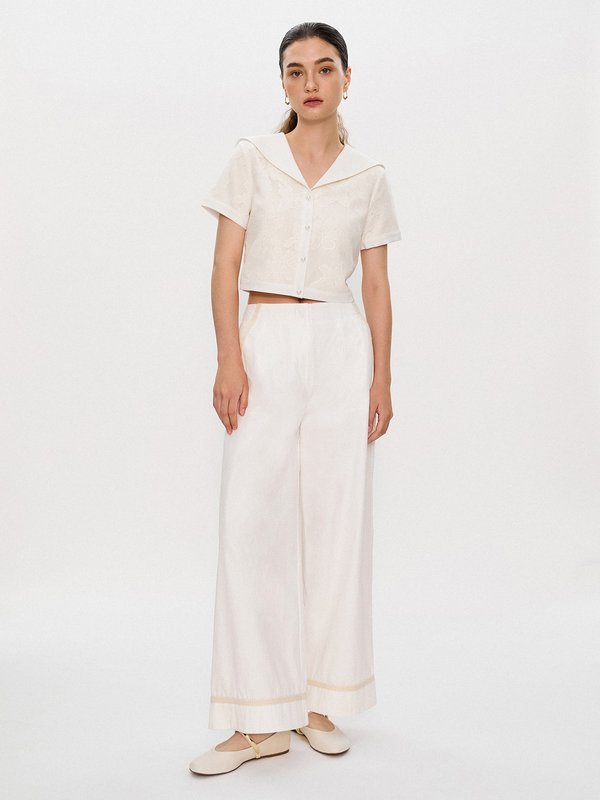 Pomelo Pomelo Pomelo. X Janesuda Floral Lace Top - Cream