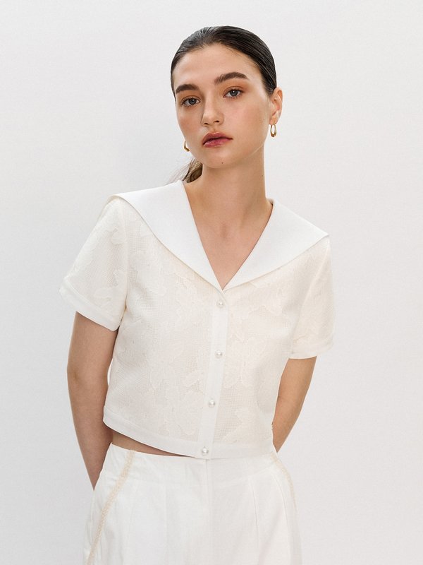 pomelo Pomelo Pomelo. x Janesuda Floral Lace Top - Cream