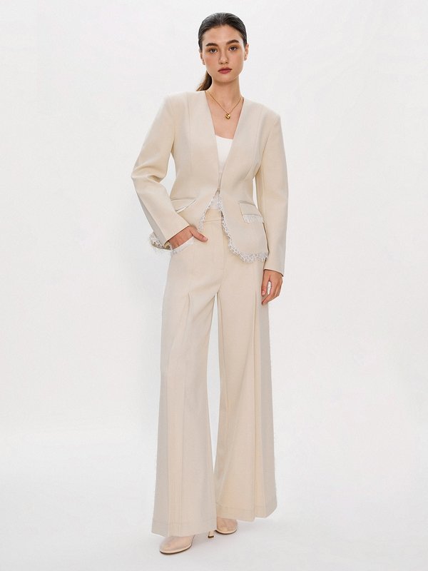 Pomelo Pomelo Pomelo. X Janesuda Lace Trim Trousers - Beige