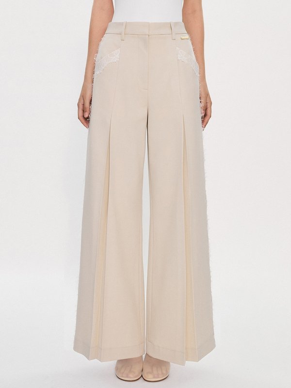 pomelo Pomelo Pomelo. x Janesuda Lace Trim Trousers - Beige