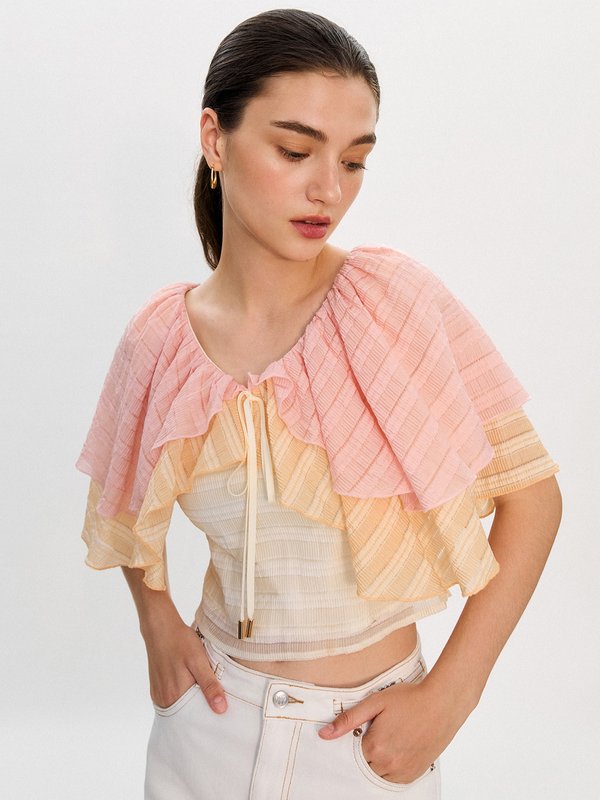 Pomelo Pomelo Pomelo. X Janesuda Ruffle Crop Top - Multi Color