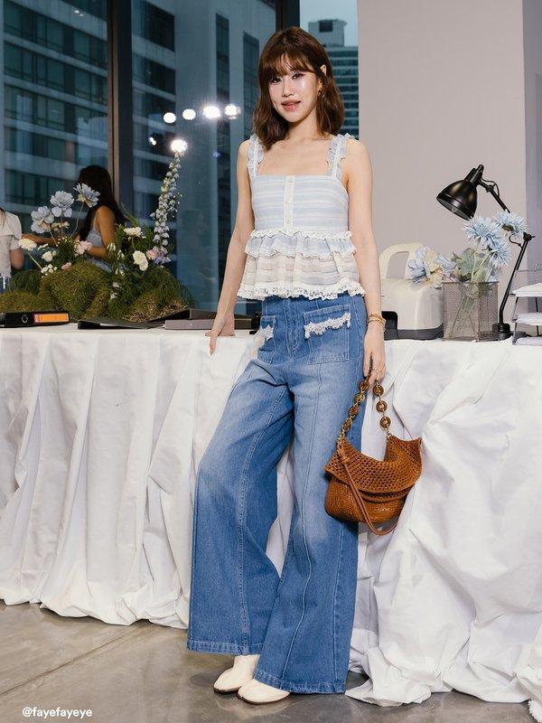 Pomelo Pomelo Pomelo. X Janesuda Ruffled Tiered Top - Baby Blue