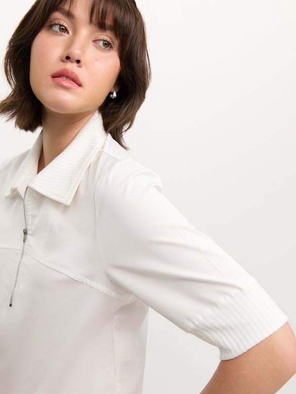 Pomelo Pomelo Zip Collar Blouse - White