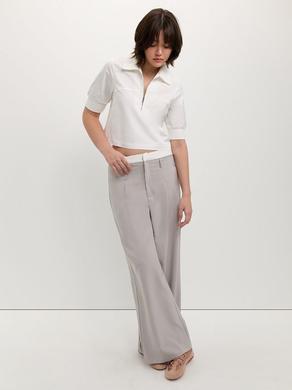 pomelo Pomelo Zip Collar Blouse - White