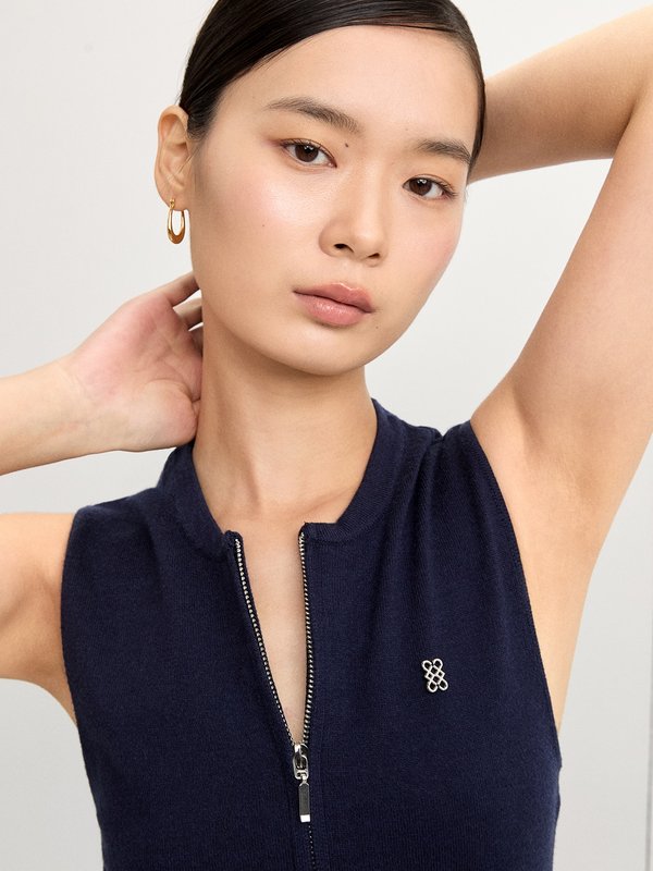 Pomelo Pomelo Zip-Up Flared Dress - Navy