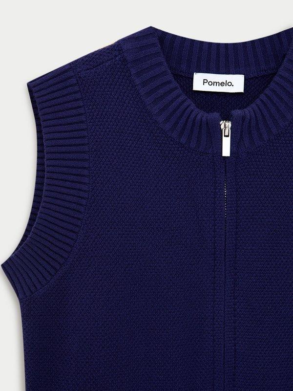 Pomelo Pomelo Zipper Knit Top - Navy