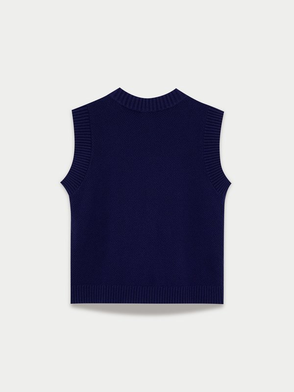 Pomelo Pomelo Zipper Knit Top - Navy