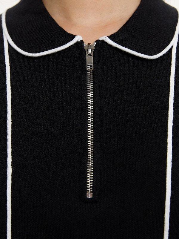 Pomelo Pomelo Zipper Polo Top - Black