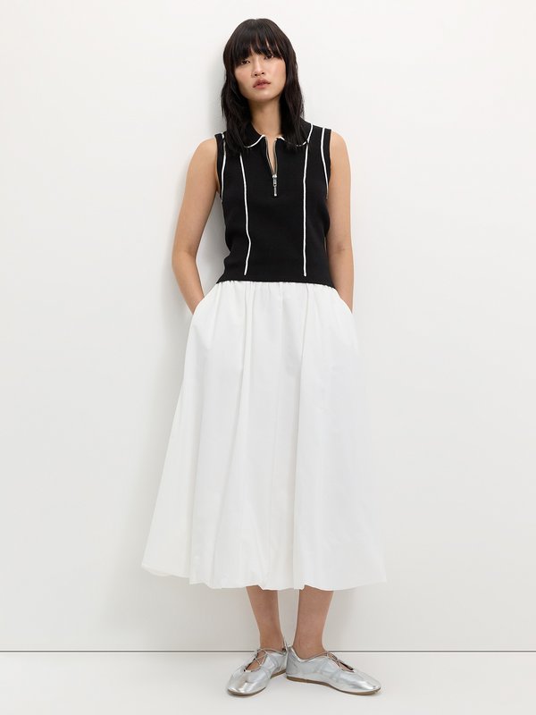 Pomelo Pomelo Zipper Polo Top - Black