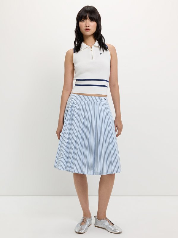 Pomelo Pomelo Zippered Knit Top - White