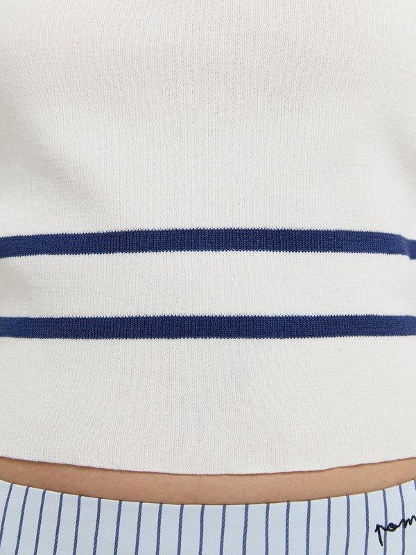 Pomelo Pomelo Zippered Knit Top - White