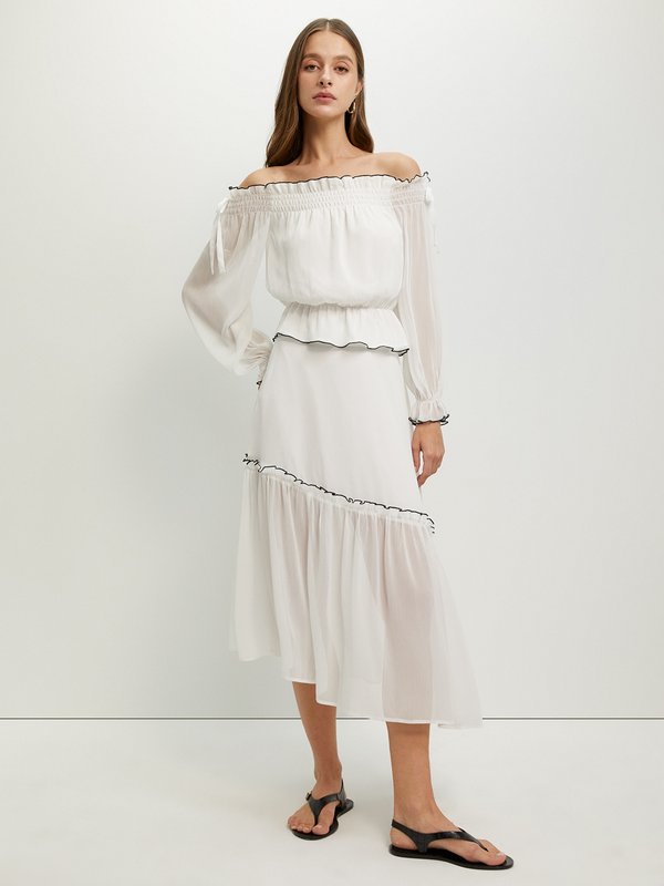 Pomelo Pomelo Ruffled Off-Shoulder Blouse - Off-White