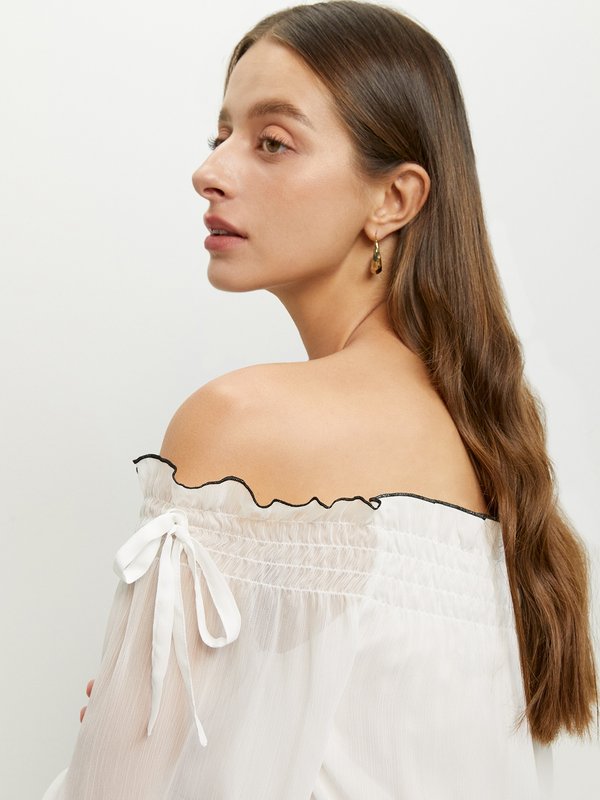 Pomelo Pomelo Ruffled Off-Shoulder Blouse - Off-White