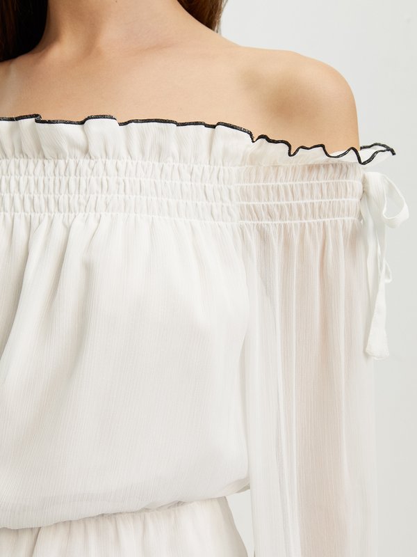 Pomelo Pomelo Ruffled Off-Shoulder Blouse - Off-White