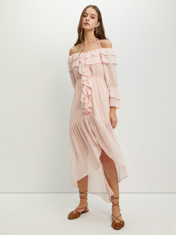 Pomelo Pomelo Ruffled Off-Shoulder Dress - Light Pink
