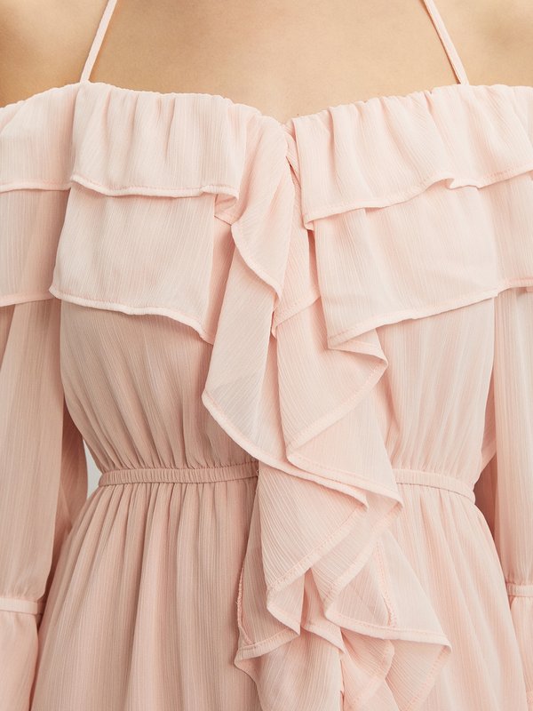 Pomelo Pomelo Ruffled Off-Shoulder Dress - Light Pink