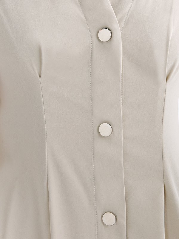 Pomelo Pomelo Short-Sleeve Button Shirt Mini Dress - Ivory