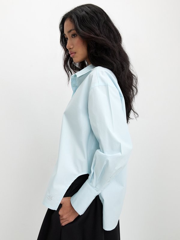 Pomelo Pomelo Side Cut Out Button-Up Shirt - Light Blue