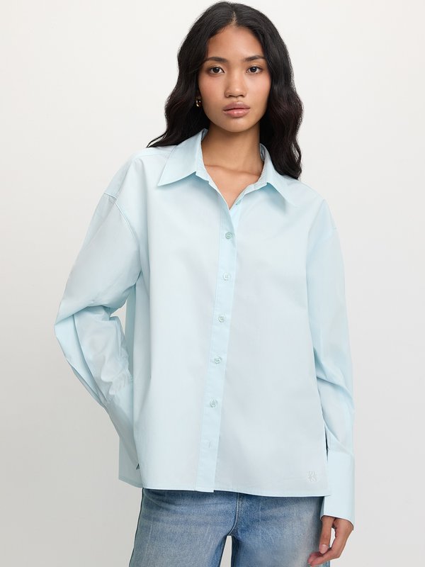 Pomelo Pomelo Side Cut Out Button-Up Shirt - Light Blue