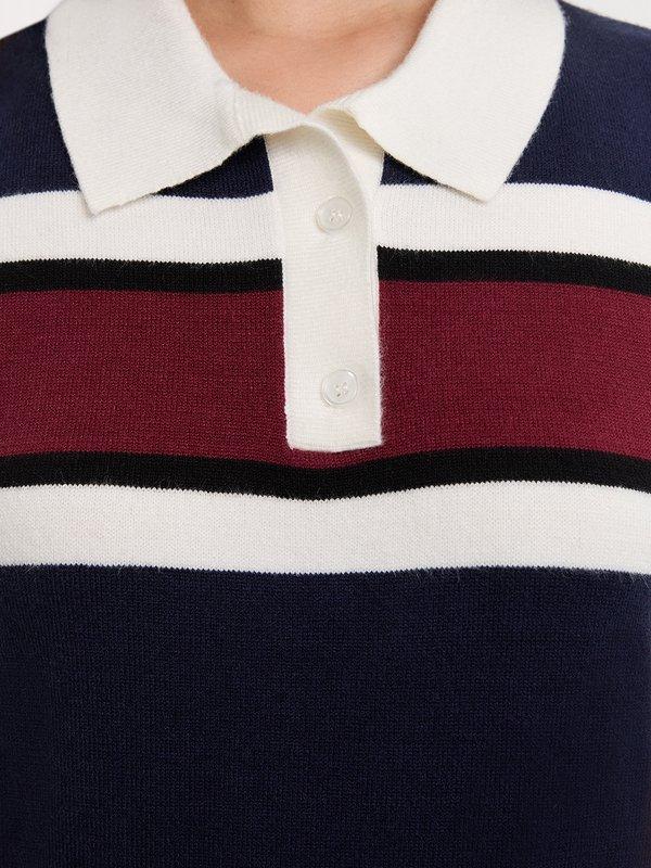 Pomelo Pomelo Sleeveless Polo Dress With Front Slit - Navy