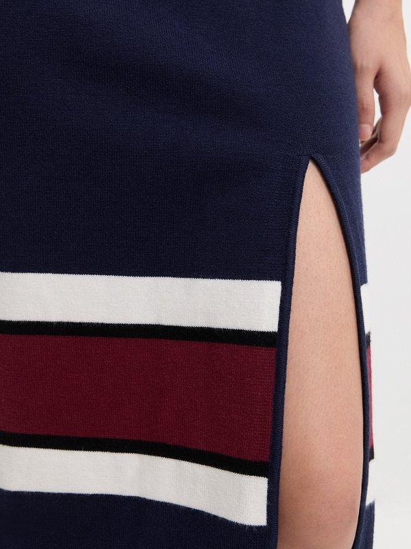 Pomelo Pomelo Sleeveless Polo Dress With Front Slit - Navy