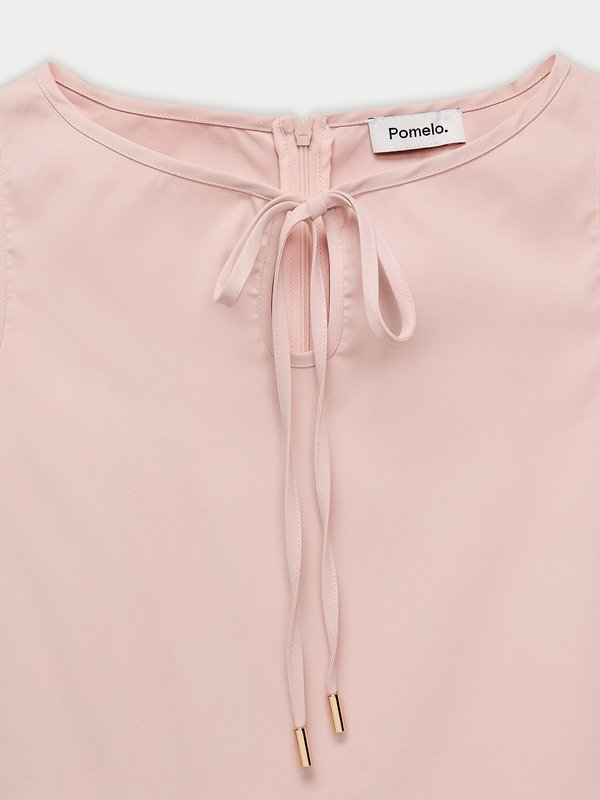 Pomelo Pomelo Sleeveless Tie-Neck Ruffle Dress - Light Pink