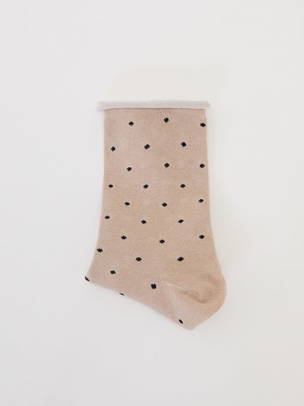 Pomelo Pomelo Small Black Polka Dot Socks - Ash Brown