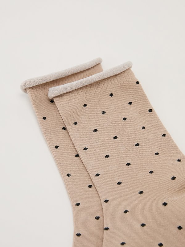 Pomelo Pomelo Small Black Polka Dot Socks - Ash Brown