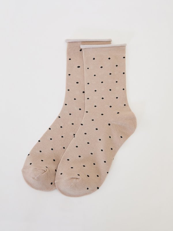 pomelo Pomelo Small Black Polka Dot Socks - Ash brown