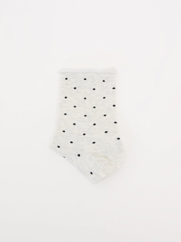 Pomelo Pomelo Small Black Polka Dot Socks - Light Grey