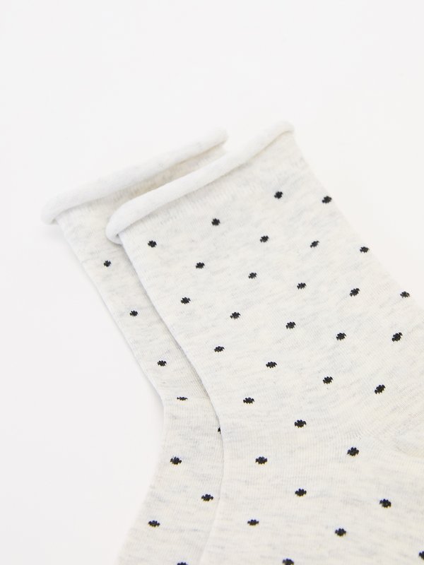 Pomelo Pomelo Small Black Polka Dot Socks - Light Grey
