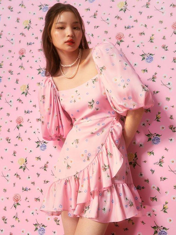 Pomelo Pomelo Sretsis | Pomelo. Rosa Daisy Forget-me-not Mini Dress - Pink