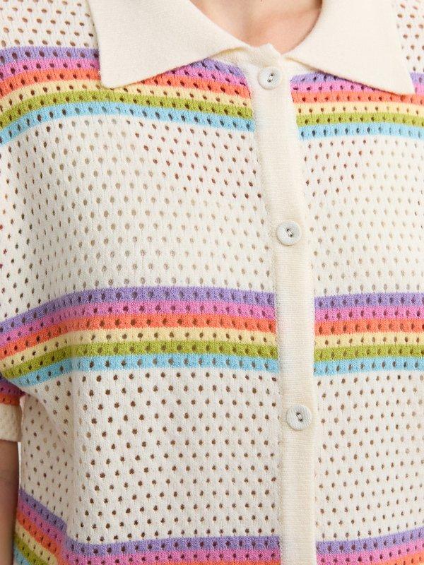 Pomelo Pomelo Striped Knit Short Sleeve Top - Multi Color